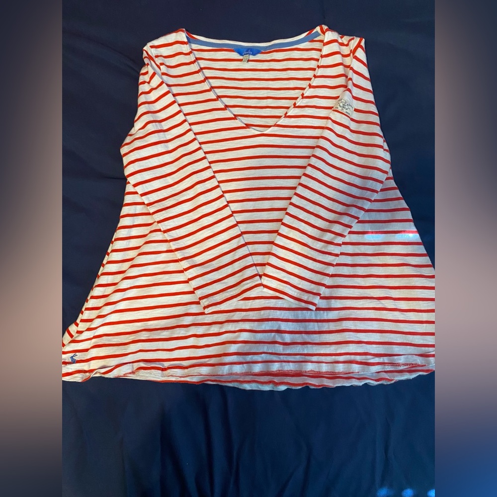 Joules red and white striped top in size 10. Adorable and flattering.
